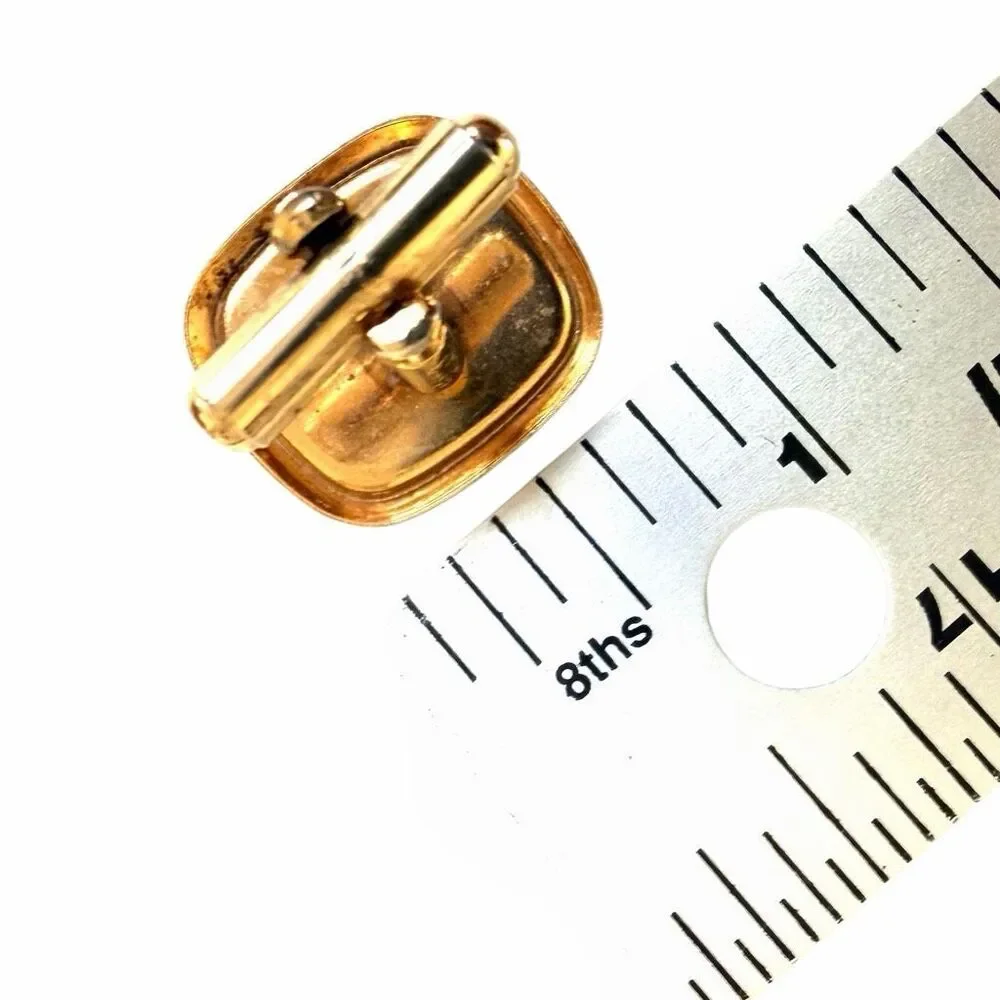 Gold Tone Black Enamel Snake Cufflinks Vintage
